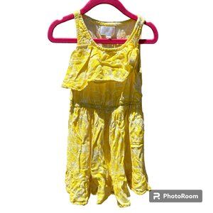 BCBG Girl's Yellow Floral Tropical Ruffle Sundress sz 5